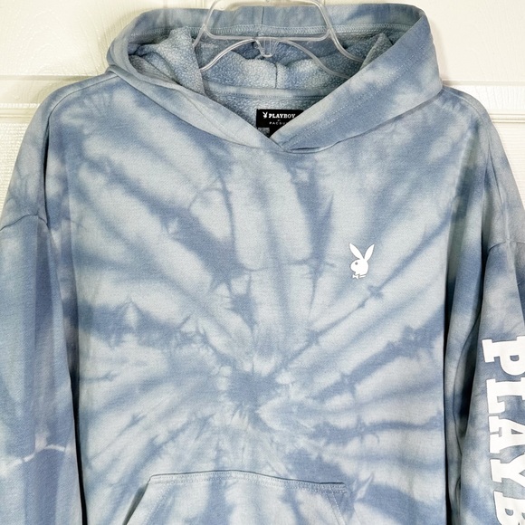 Playboy x PacSun Spiral Tie Dye Bunny Hoodie Blue Women’s Sz S - Picture 4 of 11